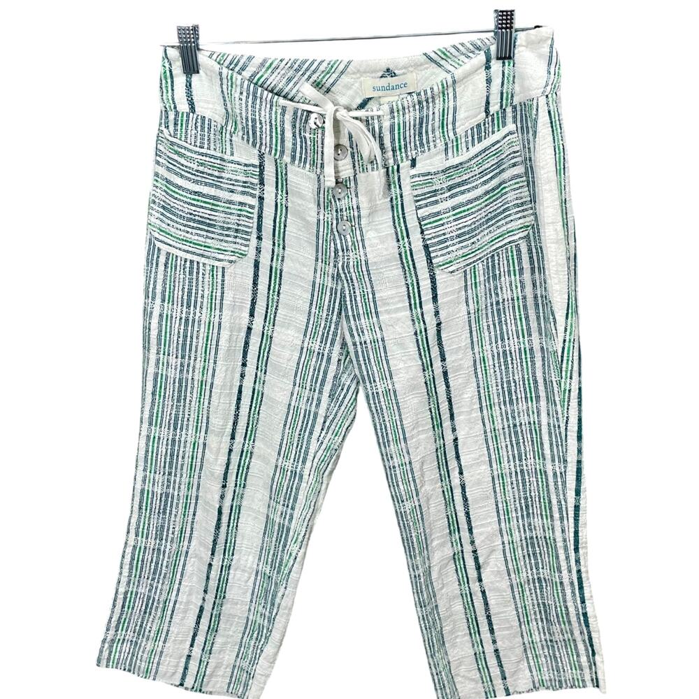 Sundance Gigi Relaxed Capris Striped Cotton Pants Women's Size Small Beach Boho